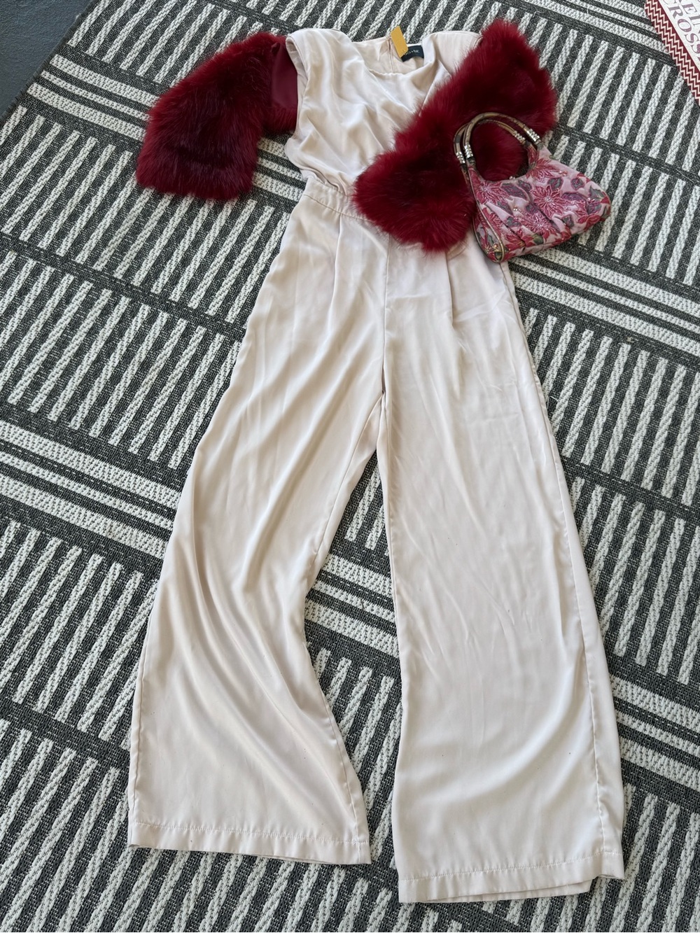 Do+Be Wide-Leg Jumpsuit in Cream/Champagne